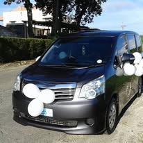 On The House Taxi Service 5-passenger vehicle decorated for a special occasion in Barbados