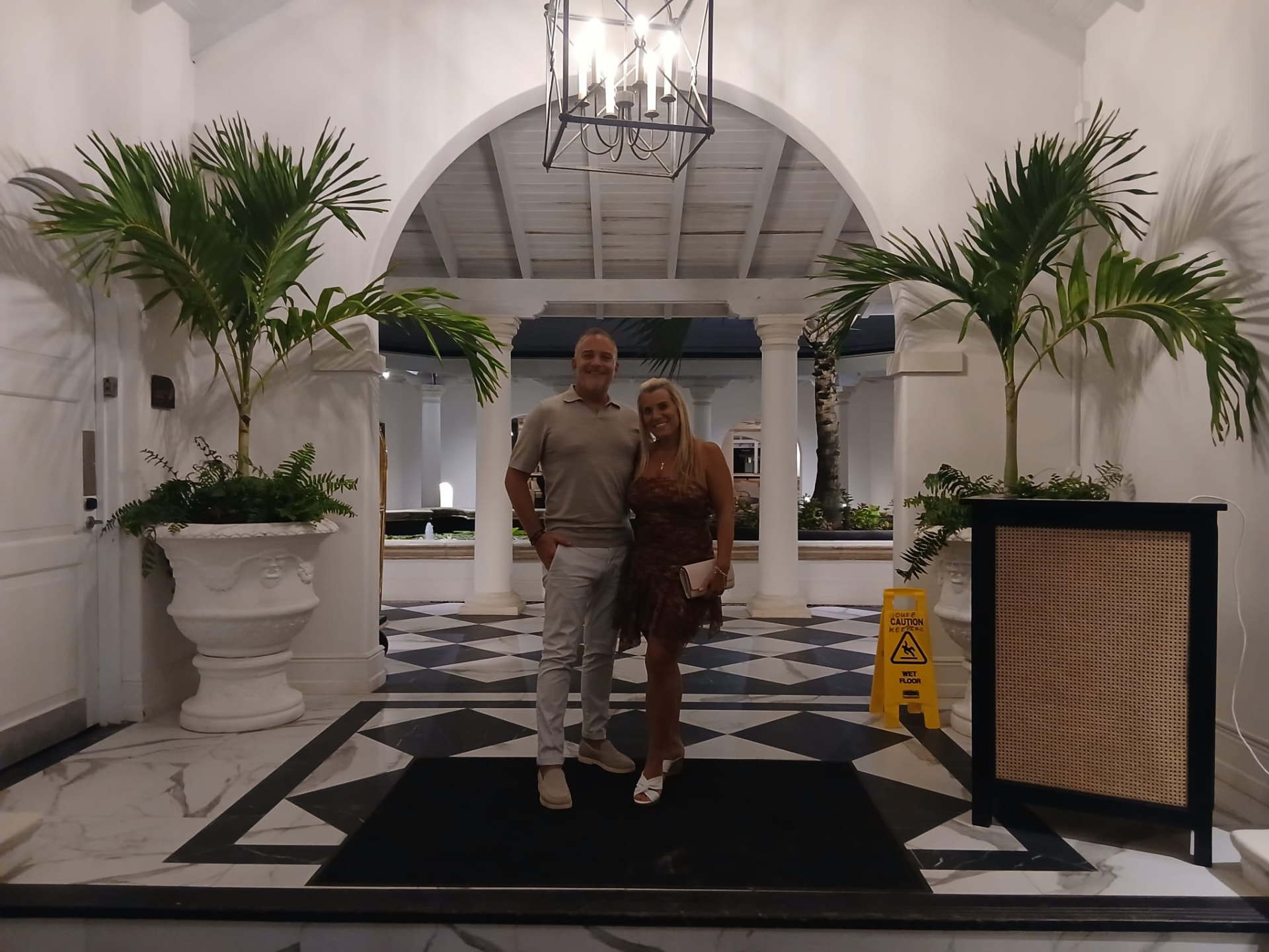 Couple being dropped off for dinner in Barbados by On The House Taxi Service